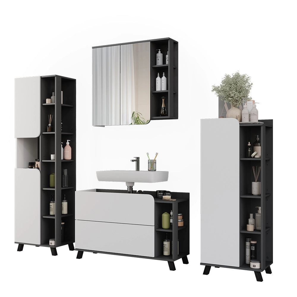 Vicco Set di mobili da bagno Antracite/bianco 4 parti