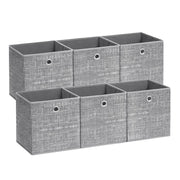 Scatole portaoggetti pieghevoli set da 6 cubi contenitori cestini bauli in tessuto non tessuto 30 x 30 x 30 cm per giocattoli e vestiti grigio 12_0004500