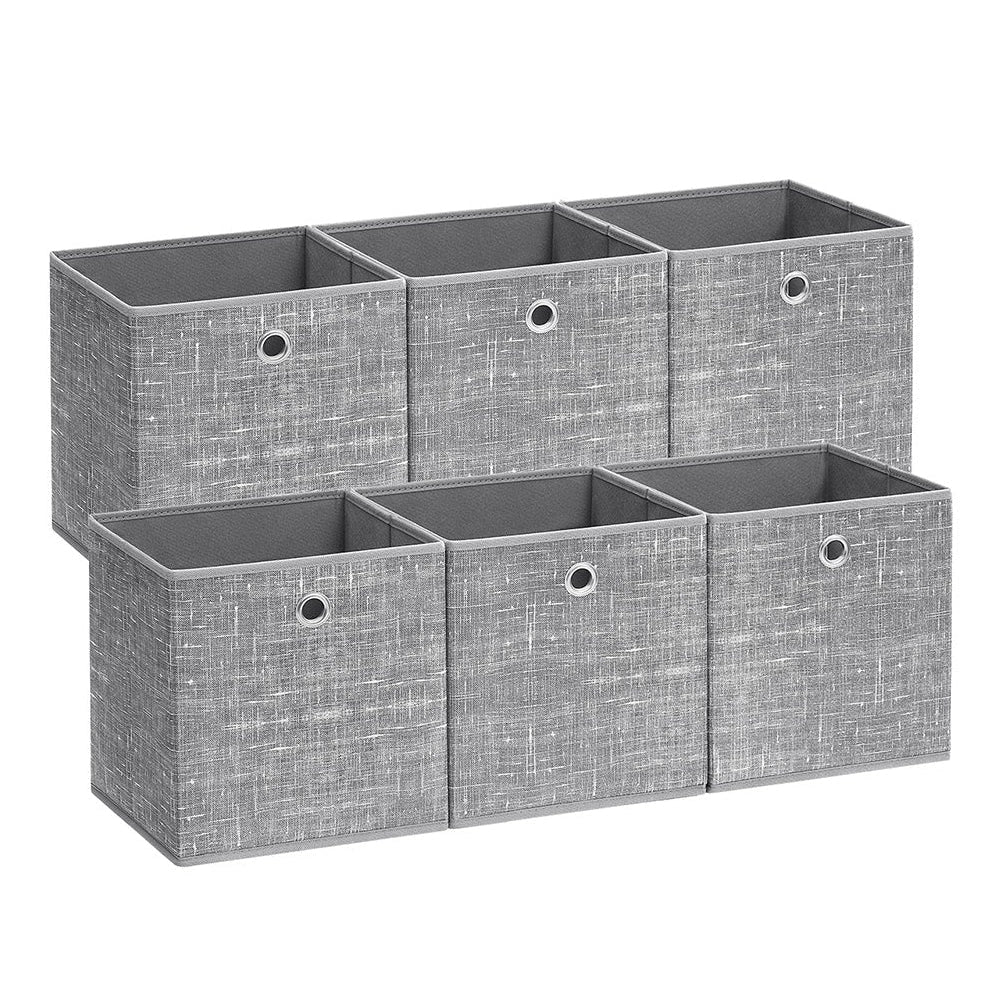Scatole portaoggetti pieghevoli set da 6 cubi contenitori cestini bauli in tessuto non tessuto 30 x 30 x 30 cm per giocattoli e vestiti grigio 12_0004500