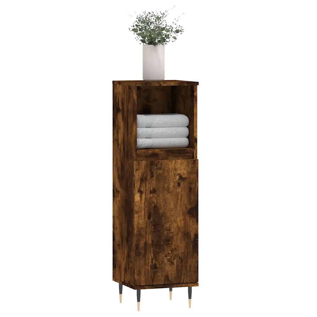 Armadietto Bagno Rovere Fumo 30x30x100 cm in Legno Multistratocod mxl 105236