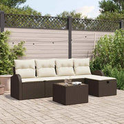 Set di divani con cuscino 6 pcs Marrone e Crema polyrattan