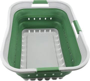 Contenitore da bucato pieghevole 42L - Contenitore pieghevole pop-up per la conservazione - Contenitore da bucato portatile - Contenitore da bucato spazievendente (1, Grigio/Verde mare scuro)
