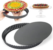 Torta a forma rotonda 22 cm - Fornello per torta di frutta e quiche - Stampi per torta in acciaio con rivestimento antiaderente e fondo staccabile