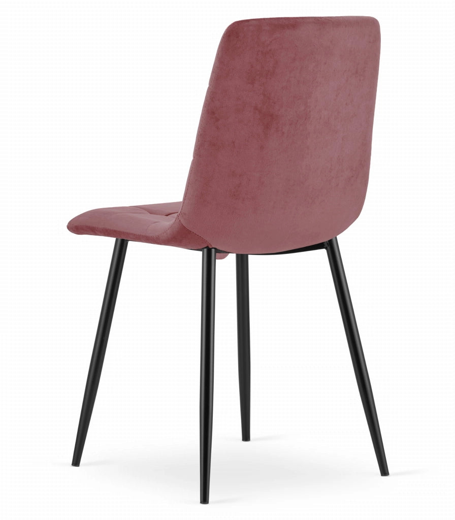 Sedia Valora PYRA in velluto rosa con gambe nere per soggiorno x3