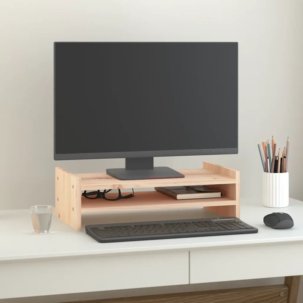 Supporto per Monitor 50x27x15 cm in Legno Massello di Pino 814019