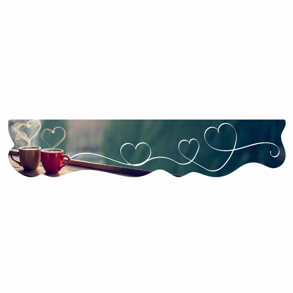 Tappeto Cucina Gomma Pvc Moderno Sagomato Antimacchia Stampa Digitale HD Caffè Cuori 50x240 cm
