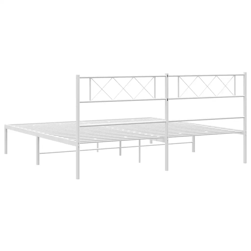 Giroletto con Testiera Metallo Bianco 183x213 cm