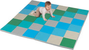Tappeto Gioco Pieghevole, 144 x 144 cm, Tappetino da Ginnastica con Pelle Impermeabile, Tappeto da Pavimento per Cameretta (Blu+Verde)