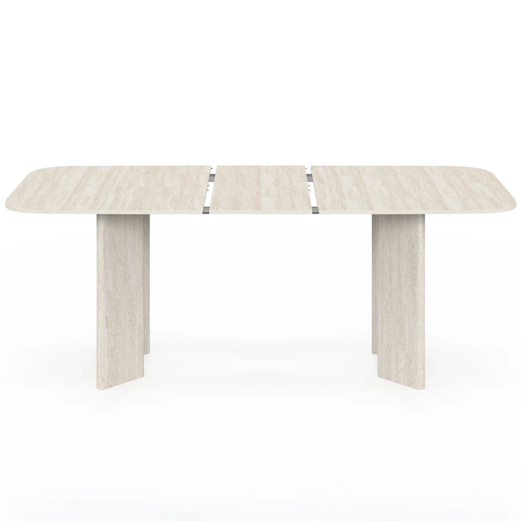 IDMarket - CAPUCINE Tavolo da pranzo rettangolare rotondo allungabile per 6-10 persone con 4 gambe arrotondate in stile travertino 160-200