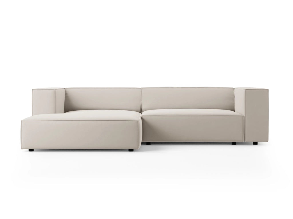 Cosmopolitan Design - Divano angolare sinistro "Arendal" 3 posti in velluto ecru 