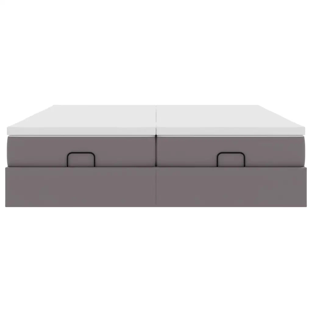 Struttura Letto Pouf con Materassi Grigio 180x200 cm Similpelle