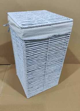 Cesto Portabiancheria paper hilary bianco quadro pieghevole cm 31x31xh60