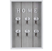 Pannello di supporto per chiavi in legno - Sostegno per chiavi decorativo - Pannello per parete - 6 ganci - Legno duraturo - 20 x 30 cm - Design moderno