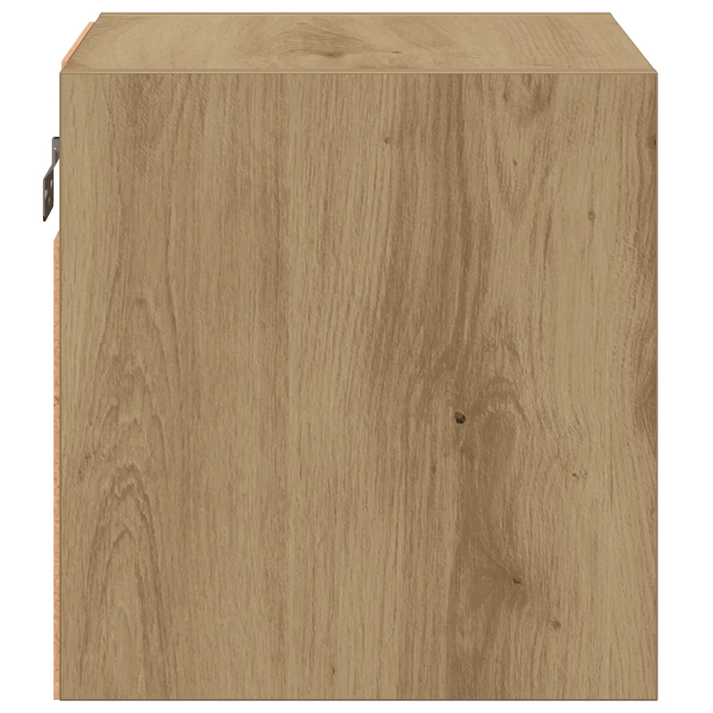 Mobile TV a Parete con Luci LED Rovere Artigianale 30x28,5x30cm