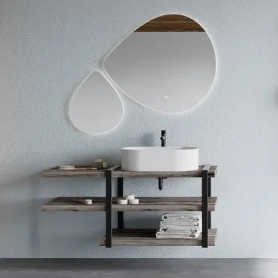 Mensola per lavabo d'appoggio 100 cm in legno rovere fossile  Linea