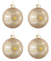 Palline di Natale in Vetro Champagne Oro a Fiori Addobbi Decorazioni Albero Diametro: 100 mm