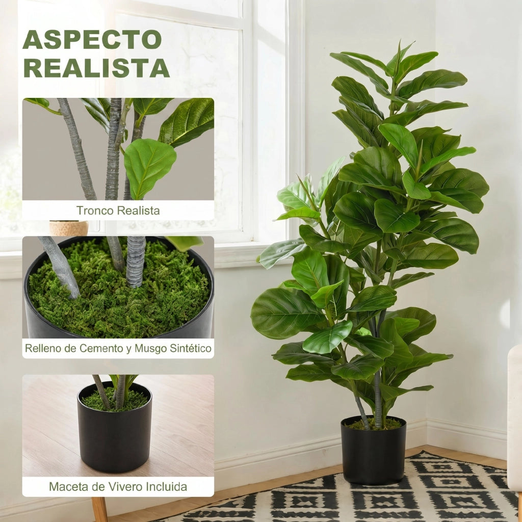 Planta Artificiale Ficus ¨C zephmum ¨C Verde 110 cm con Maceta e Musgo