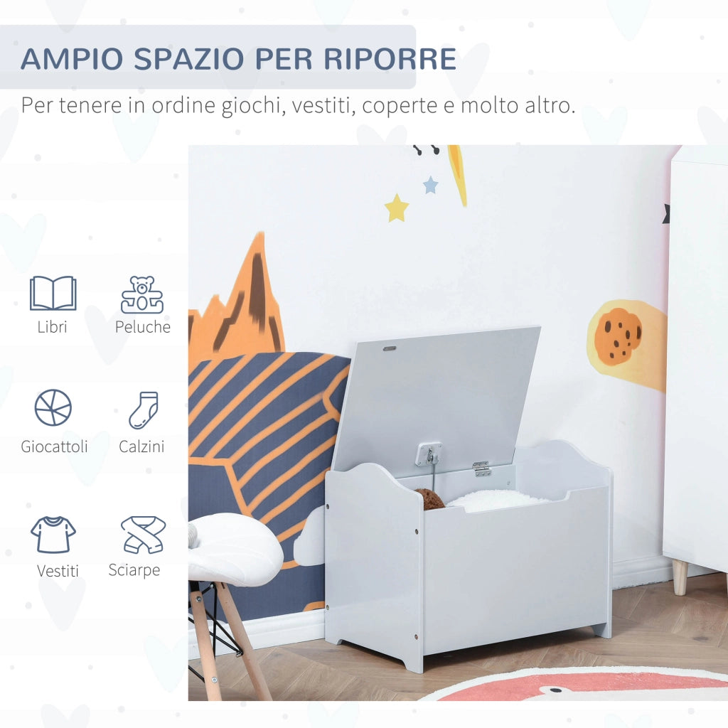 Cassapanca Contenitore in Legno ¨C Zephmum ¨C Grigio 60x40x48cm