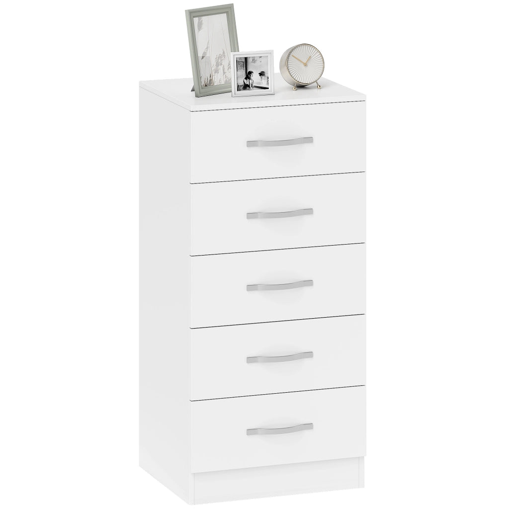 Cassettiera con 5 Cassetti per Soggiorno e Camera ¨C Zephmum ¨C Bianco 60x40x