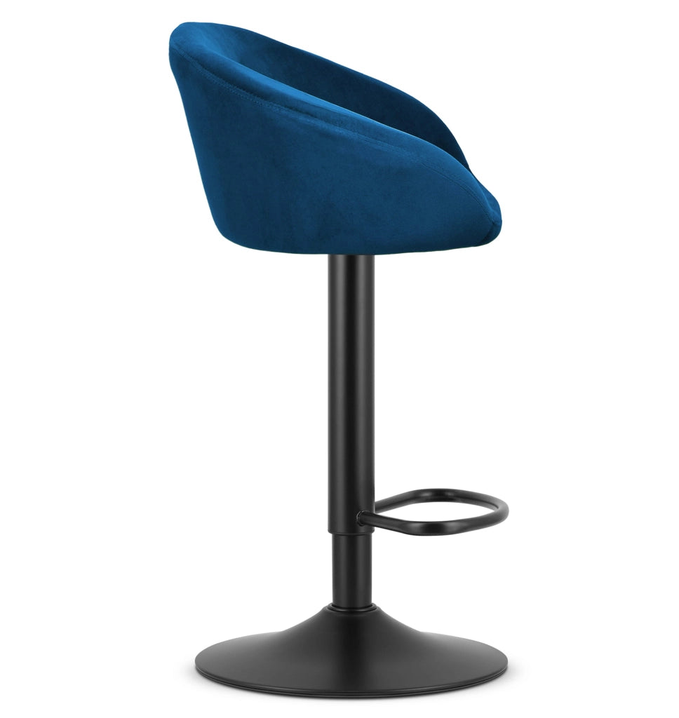 Sgabello in velluto VALORA EAST - Blu navy per soggiorno, cucina, sala da pranzo