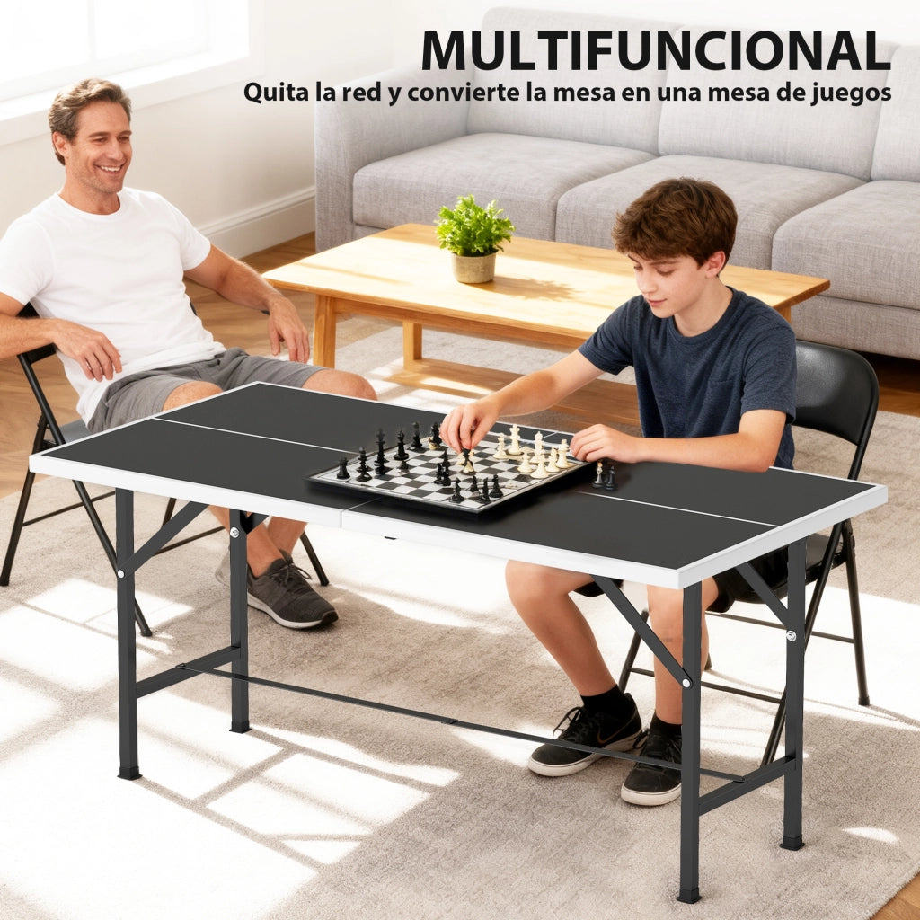 Tavolo da Ping Pong Pieghevole con Rete e Accessori ¨C zephmum ¨C Nero 152x76x70 cm