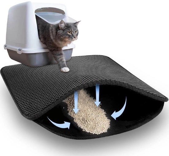 Matrice per gatto, 46×60cm, grata per gatto, matrice per gatto impermeabile, doppia matrice per gatto, matrice per gatto pieghevole, 2 in 1, colore nero