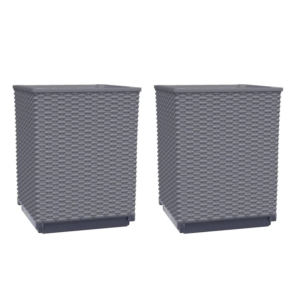 Fioriera rialzata per piante fiori giardino terrazze set da 2 30 x 30 x 37 cm polipropilene grigio 02_0038924