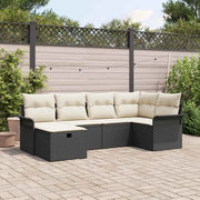 Set Divano da Giardino 6 pcs Nero e Crema polyrattan 3358876