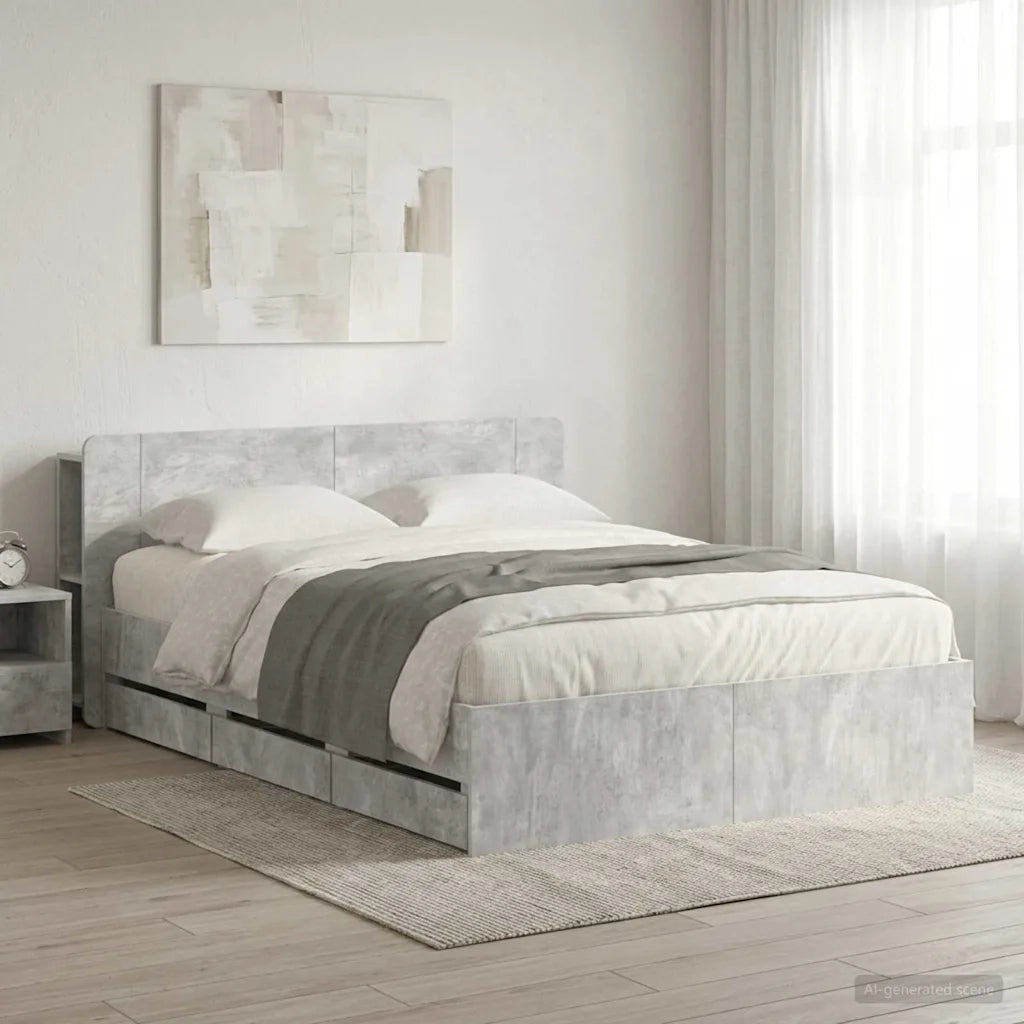 Struttura del letto con stoccaggio e testata Grigio Cemento 3433968