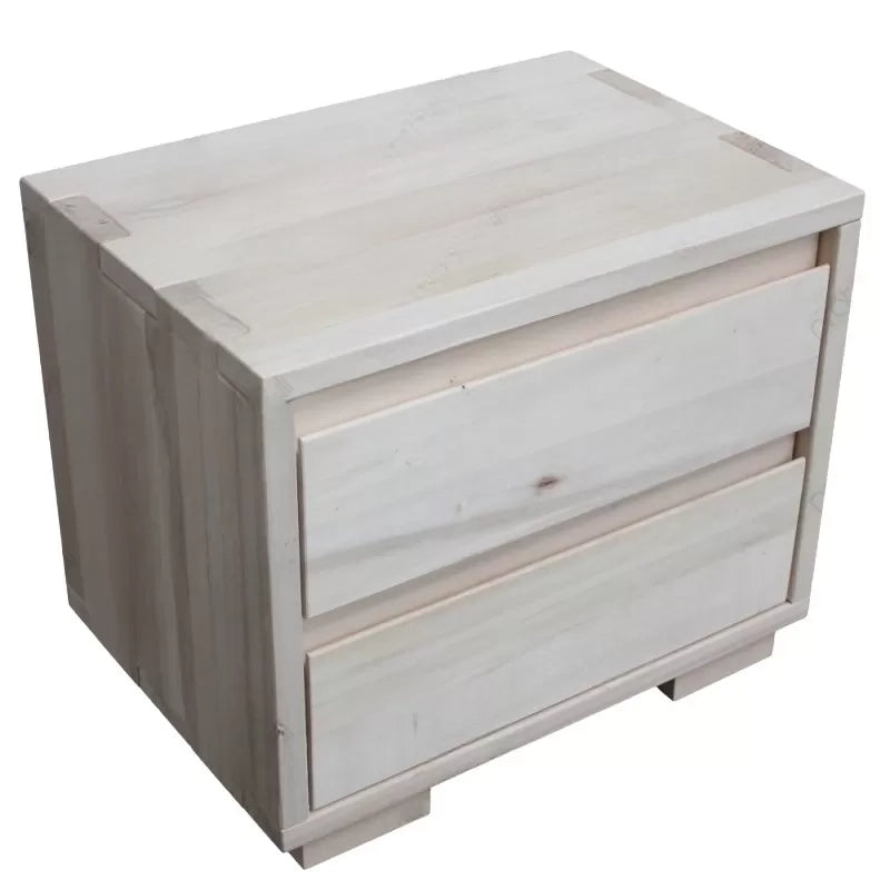 comodino 2 cassetti legno massello grezzo 55x38x46 (3214) - Mobili 2G