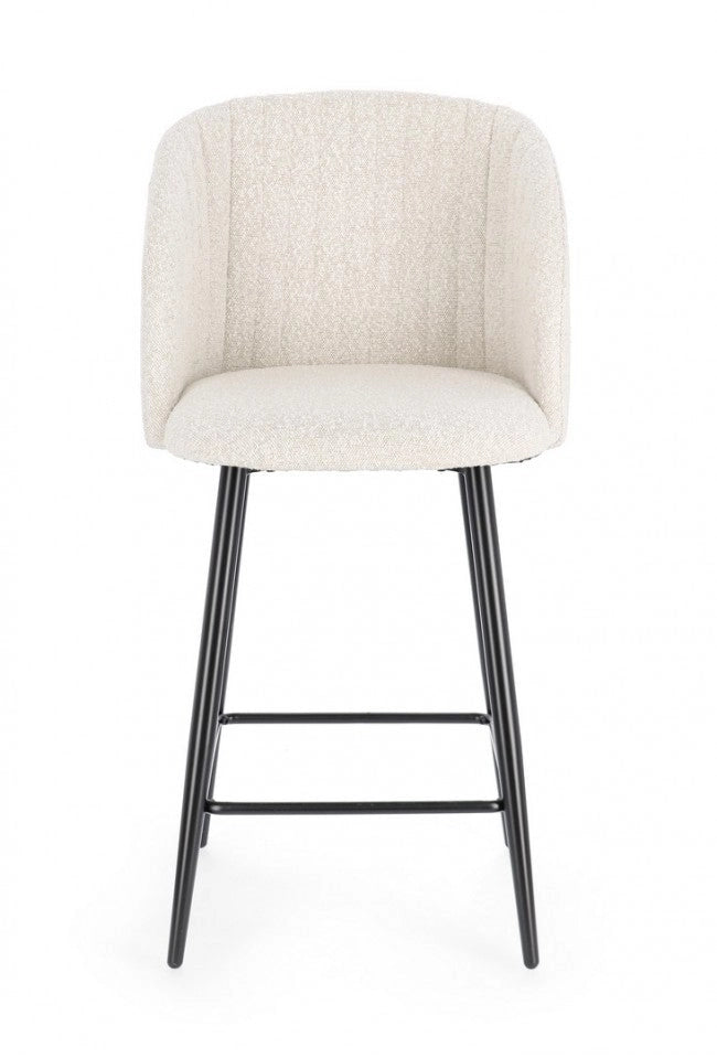Set 2 Sgabelli 53x59x97 cm Queen in Bouclè Nero e Avorio