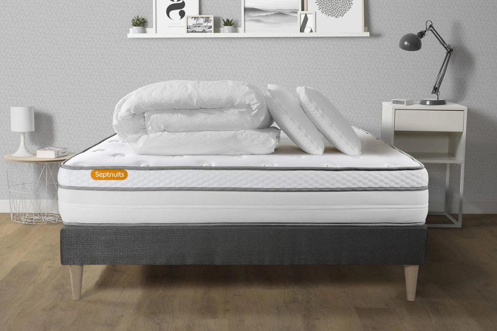 Pacchetto letto completo - Materasso 180x200cm + Box spring con doghe (kit) + 2 cuscini + Piumino - Memo Luxe