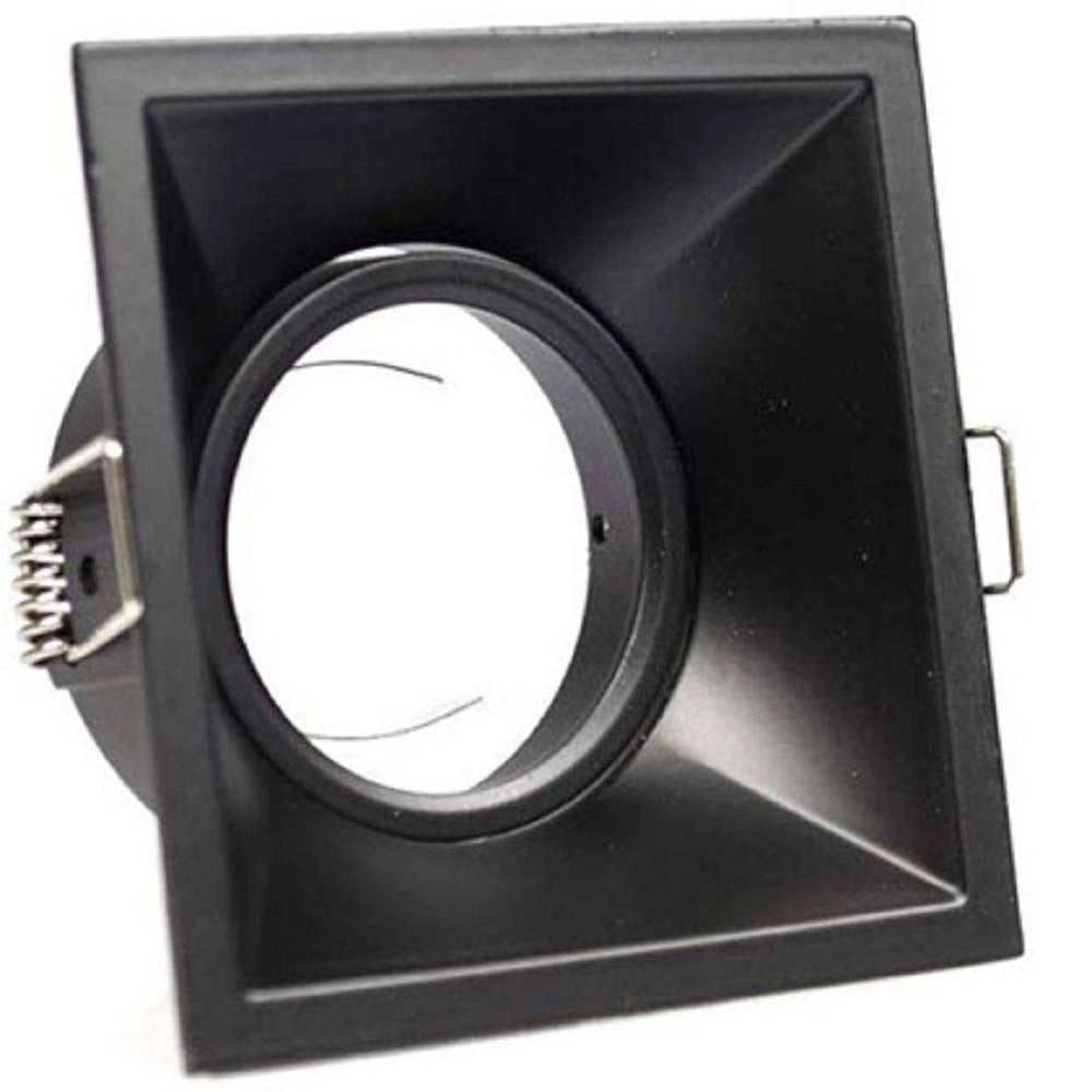 Trade Shop - Porta Faretto Incasso Supporto Faretto Orientabile Quadrato Gu10 Foro 82 Mm P14 - Nero