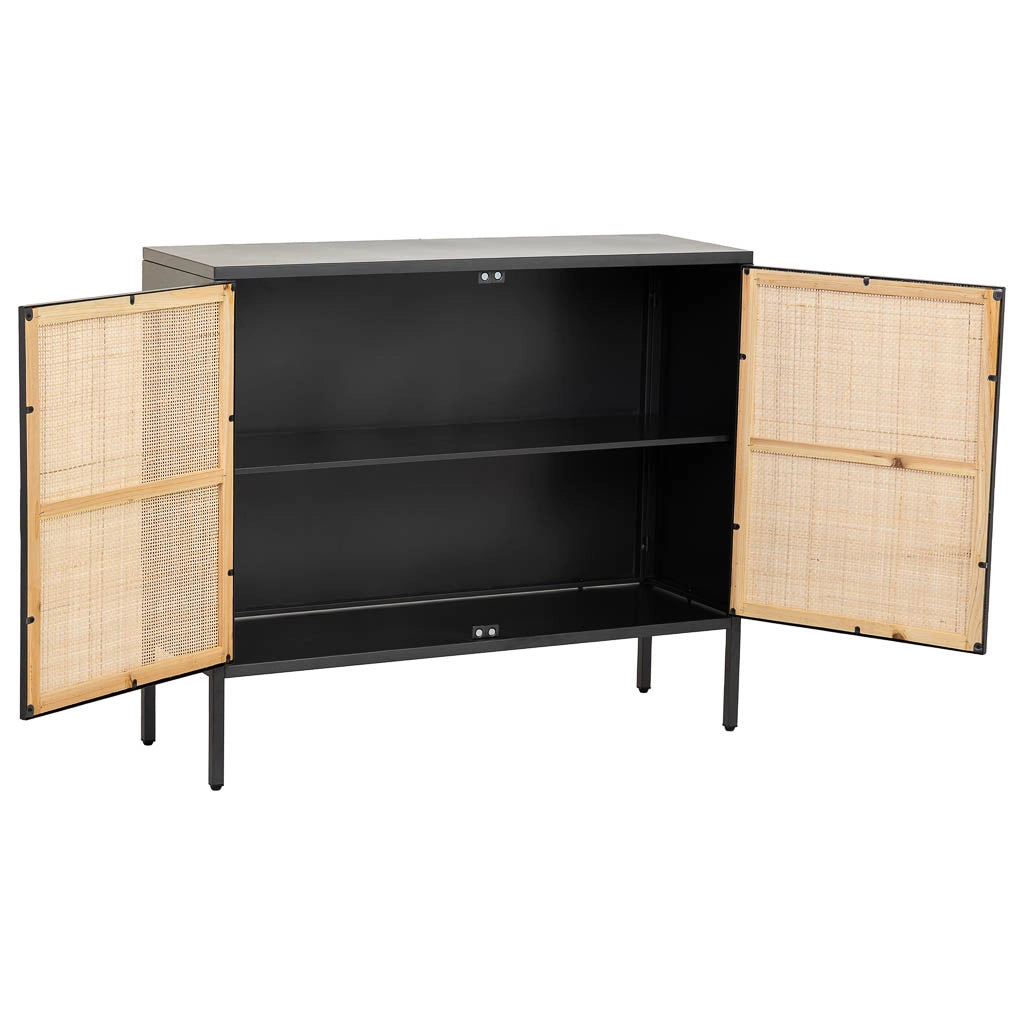Credenza in metallo e legno 2 ante, nero 100x32x85h cm