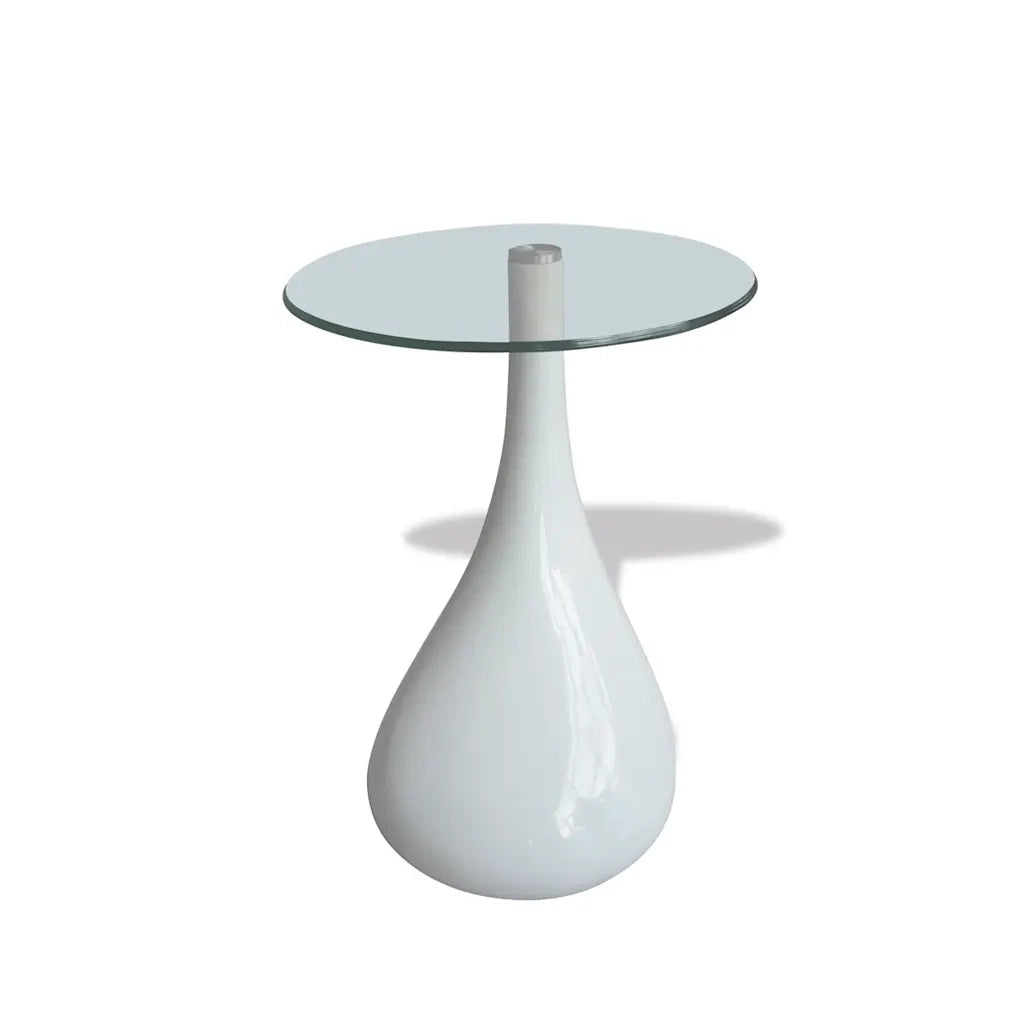 Tavolino da Salotto con Ripiano Ovale in Vetro Bianco Lucido 240320