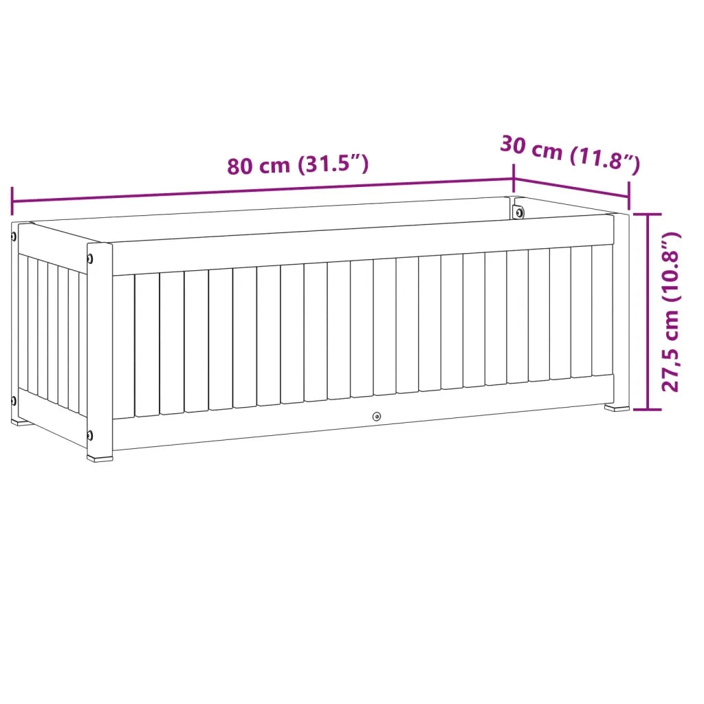 Fioriera | Cassetta per fiori | Vaso da Giardino 80x30x27,5 cm in Legno Massello di Acacia