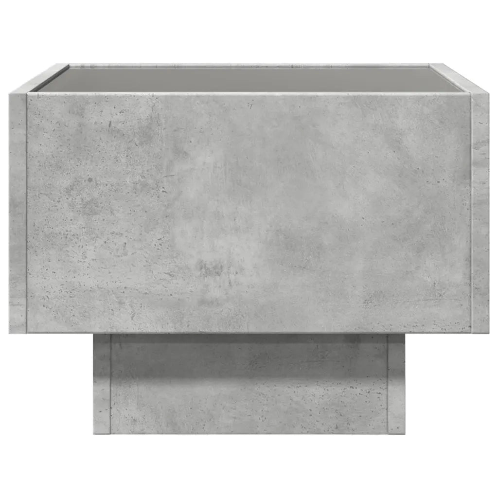 Comodino | Armadio da Notte | Mobiletto da notte con LED Infinity Grigio Cemento 40x40x30 cm