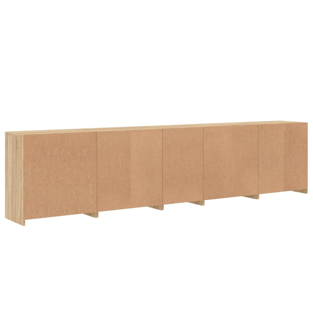 Buffet credenza cassettiera armadio mobile contenitore organizer per cucina soggiorno salotto con luci LED Sonoma 283 x 37 x 67 cm marrone 02_0029956