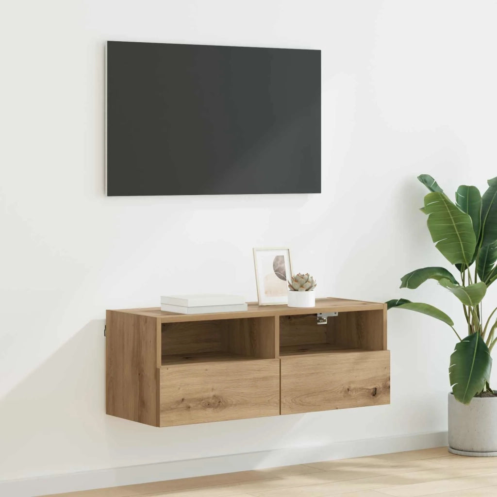 Mobile TV da parete Rovere artigianale 80 x 30 x 30 cm 882930