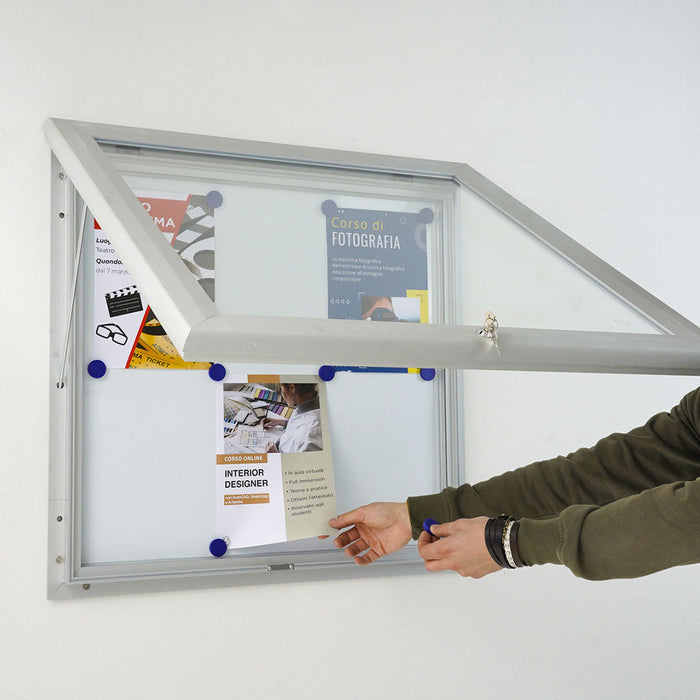 Bacheca da Esterno con Apertura a Ribalta 80,5x76x4,7 cm in Alluminio Grigio Chiaro