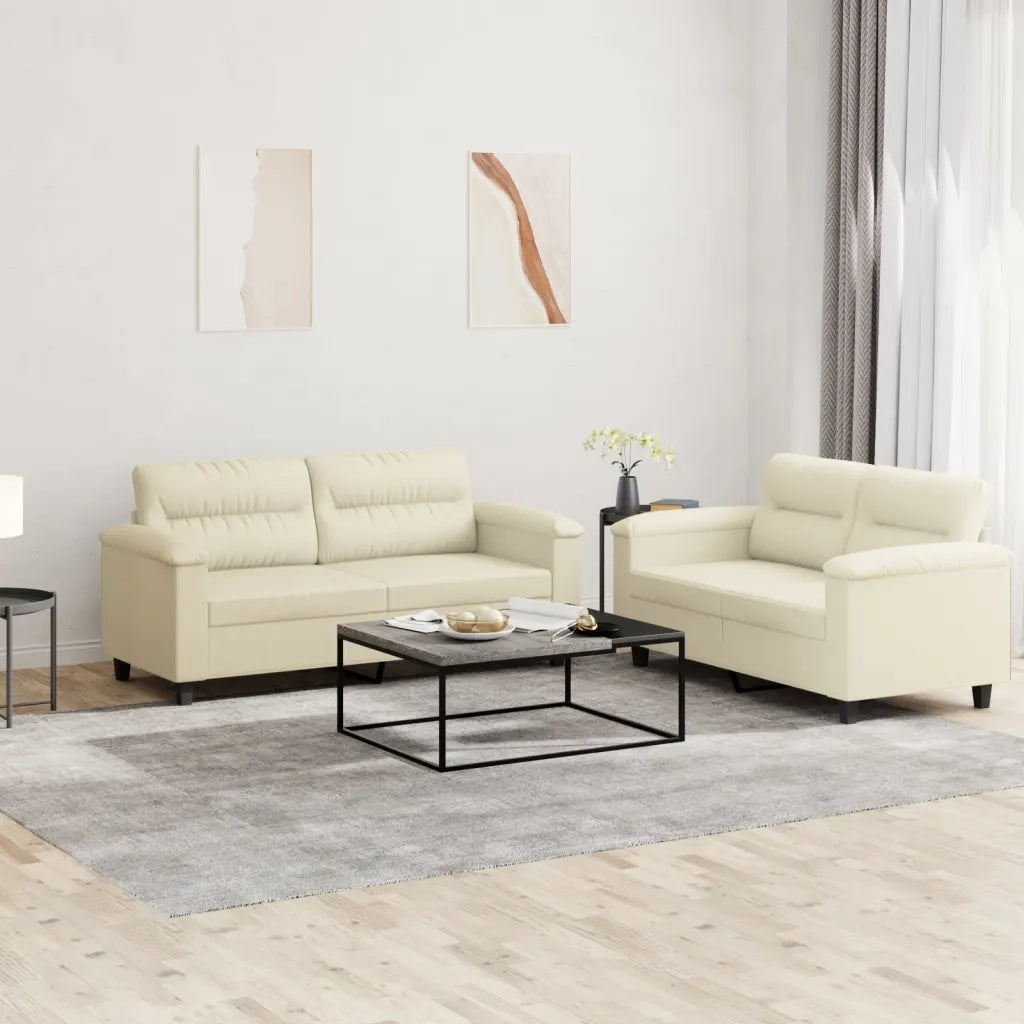 Set di Divani 2 pz con Cuscini crema in Similpellecod mxl 131578