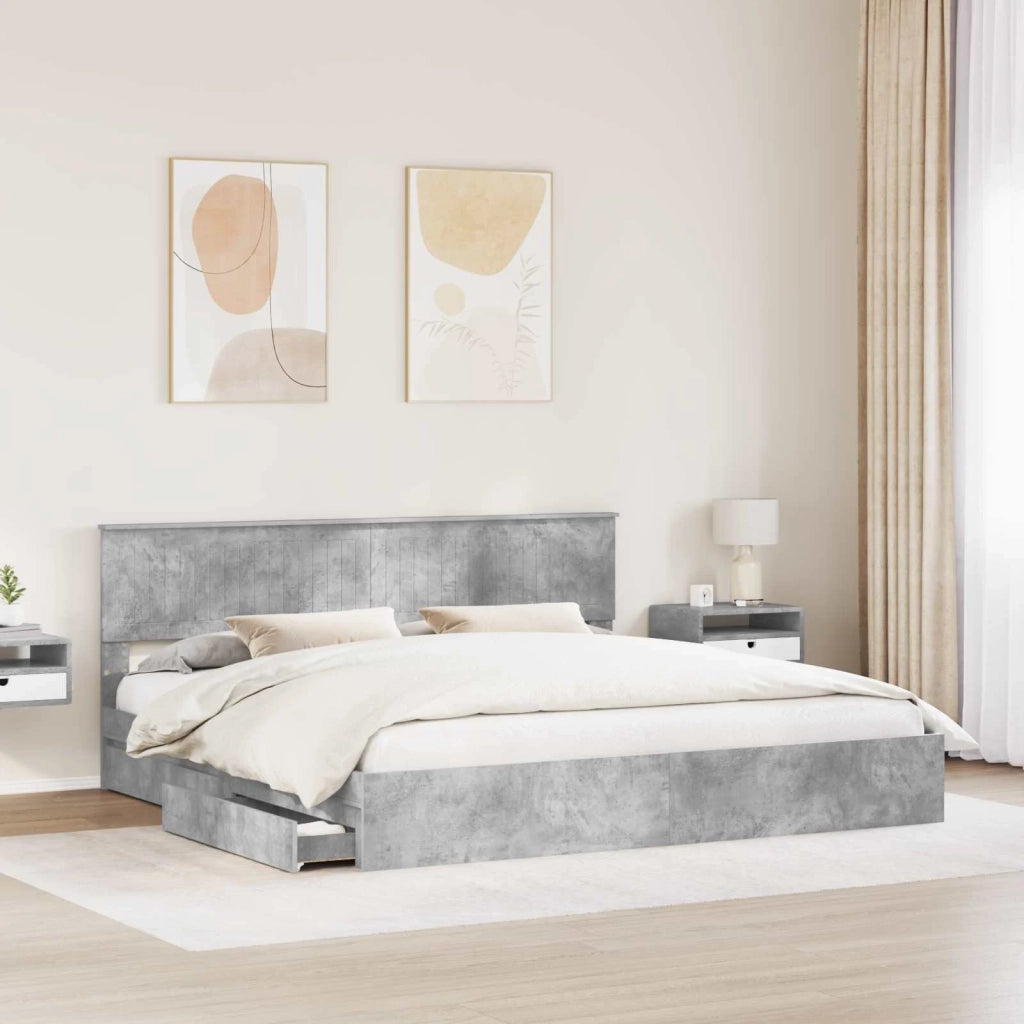Letto con Contenitore con testiera Grigio cemento 200 x 200 cm