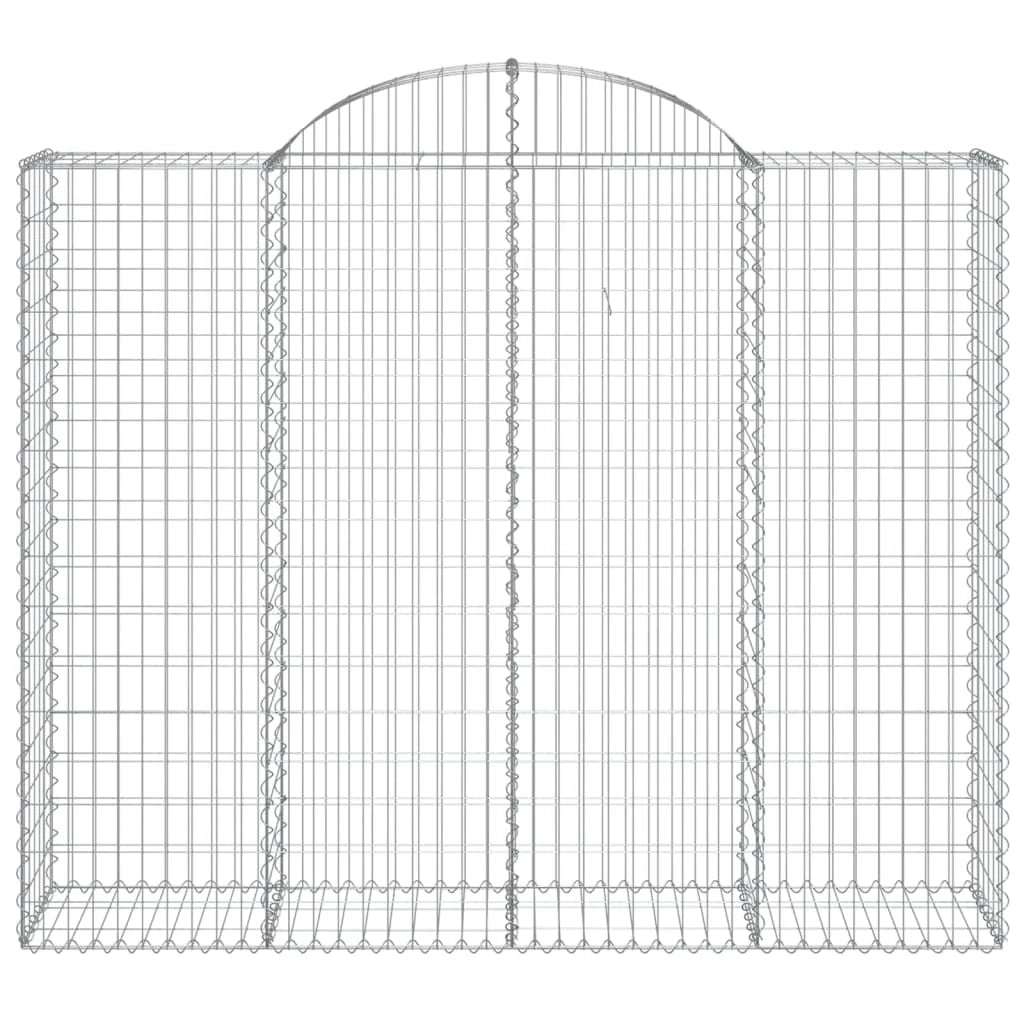 Cestini gabbioni recinzione a gabbia muro di contenimento ad arco 1 set da 4 200 x 50 x 160/180 cm ferro zincato argento 02_0040579