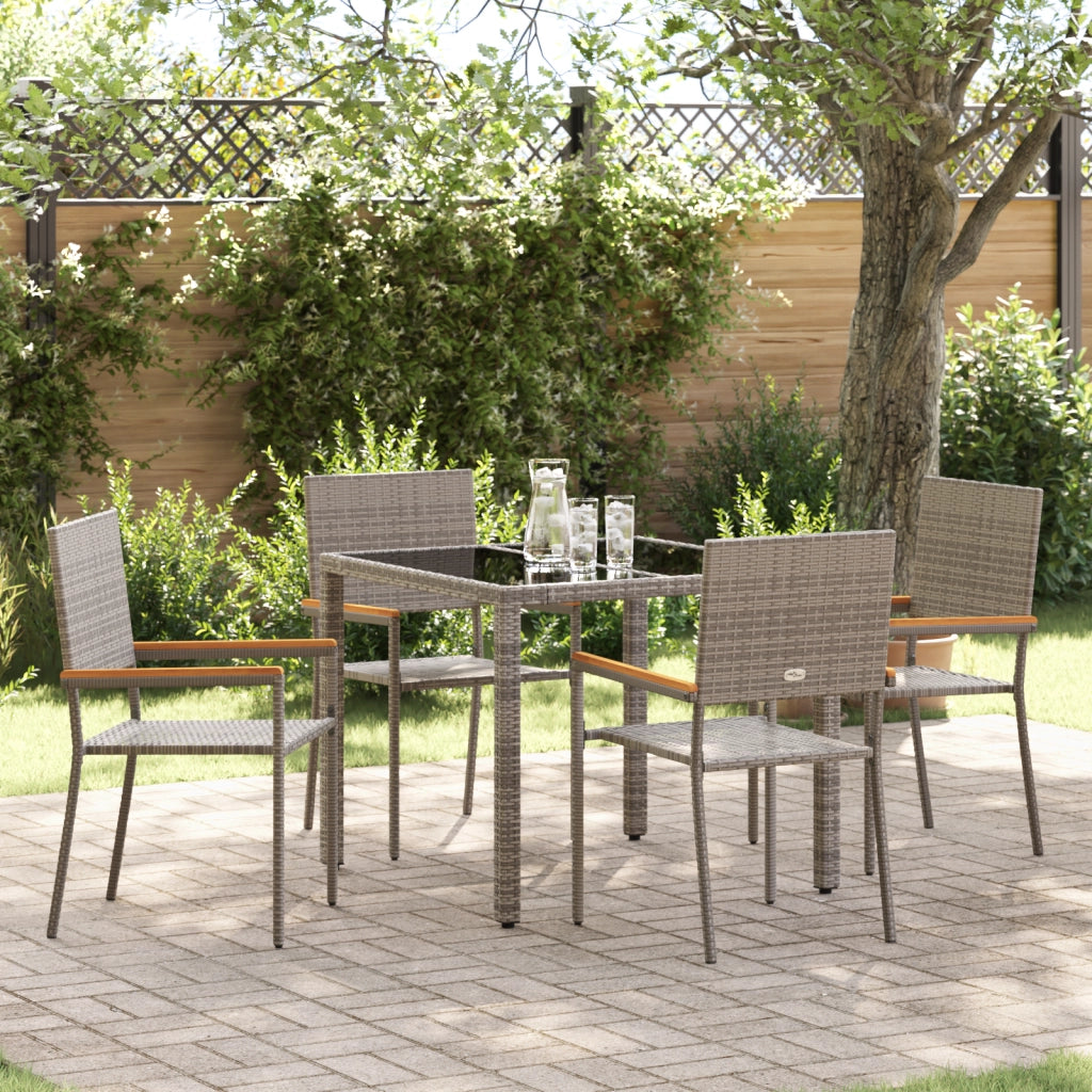Set da Pranzo da Giardino  5 Pezzi Grigio Polyrattan