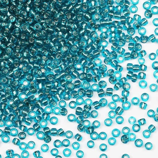 Rocailles in vetro, 110 g, circa 3500 pezzi, 3 mm, 8/0, perle blu-verdi in vetro per la creazione di orecchini, bracciali, pendenti, collane, accessori personalizzati.