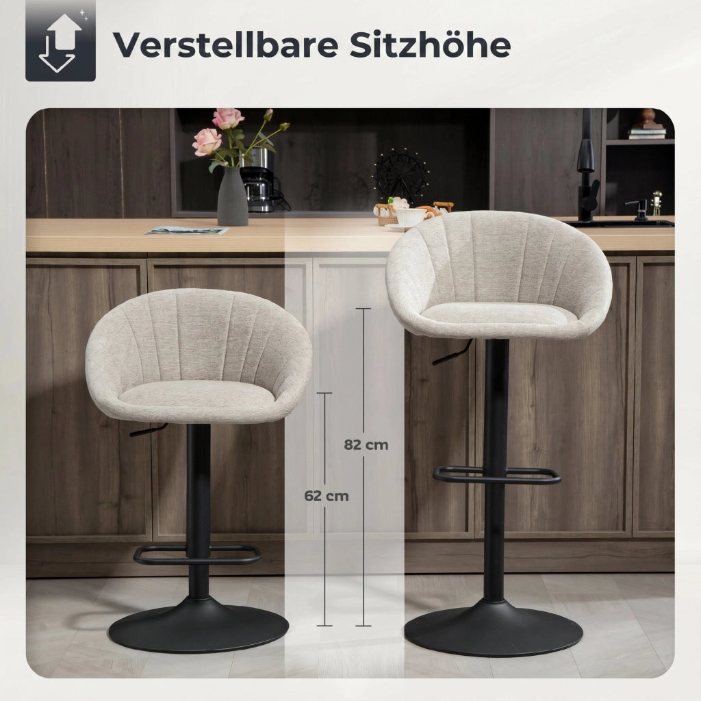 Sgabello da Bar Girevole Set 2 Pezzi ¨C Xylo ¨C Con Braccioli e Schienale Nero