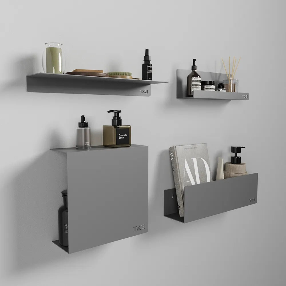 Mensola da bagno in alluminio grigio opaco 40 cm | Bergen