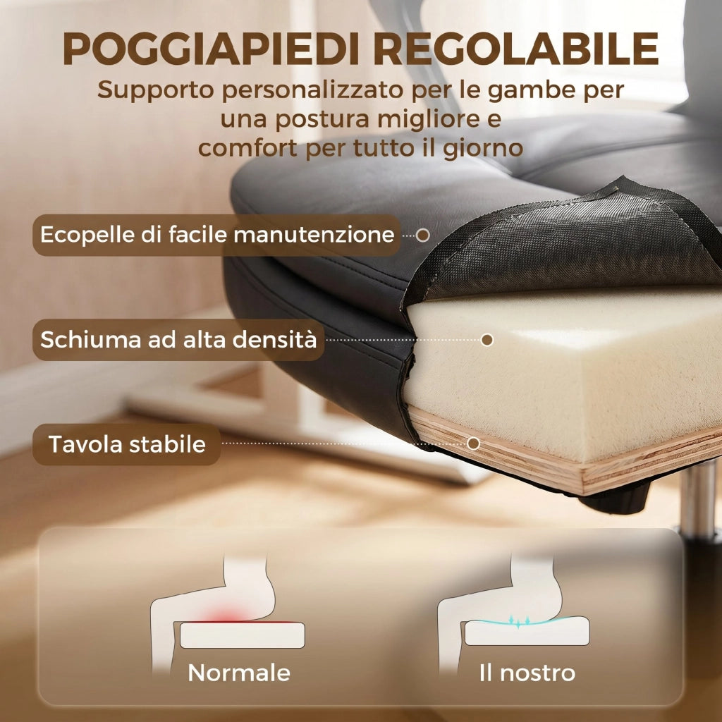Sedia da Ufficio Girevole in Similpelle, Schienale Alto, Braccioli, Altezza Regolabile ¨C Zephmum ¨C Nero