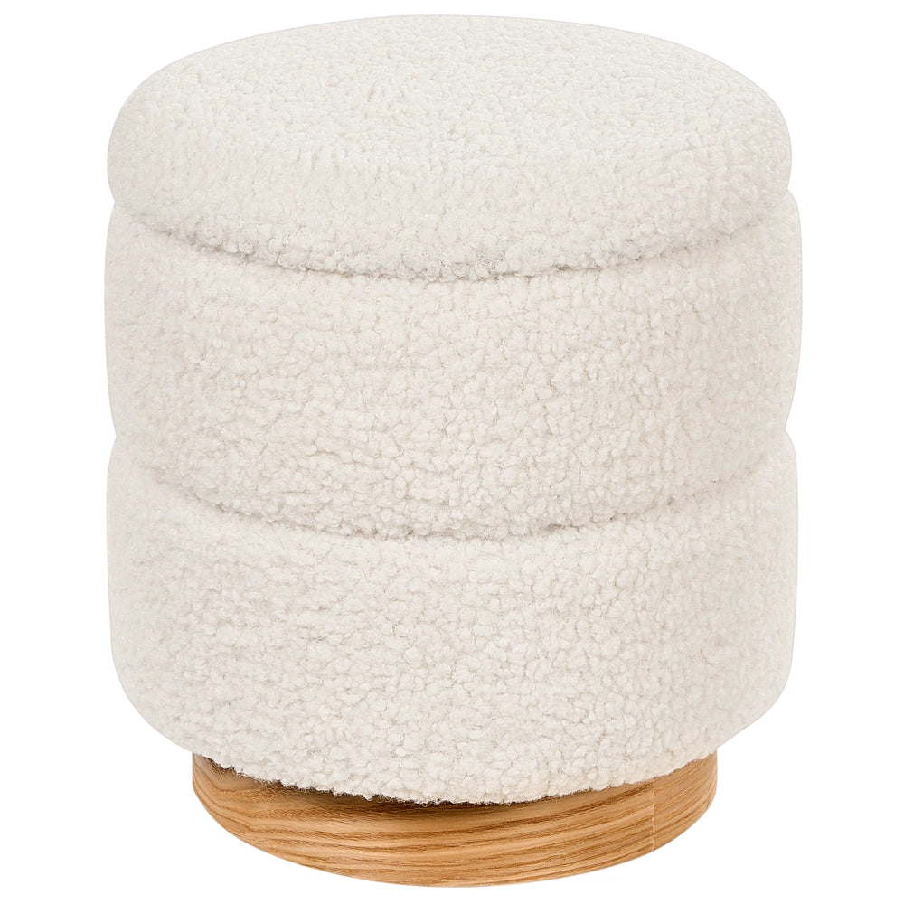 Pouf imbottito in morbido tessuto bouclè bianco con contenitore elegante glamour camera da letto soggiorno
