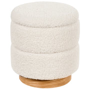 Pouf imbottito in morbido tessuto bouclè bianco con contenitore elegante glamour camera da letto soggiorno